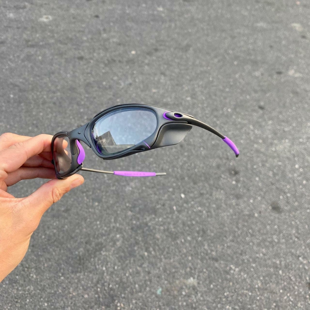 JULIET X-METAL LENTES TRANSPARENTE / KIT ROXO + SIDE BLINDER CINZA