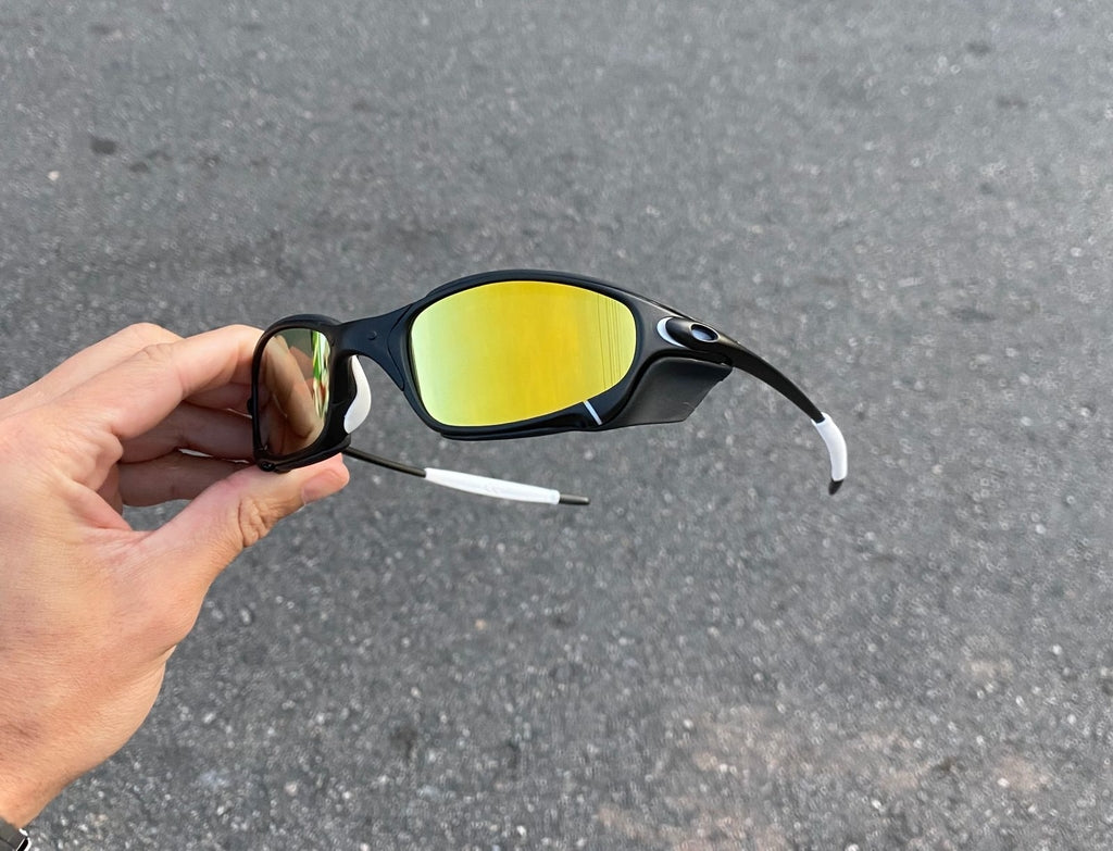 JULIET CARBON LENTES GOLD / KIT BRANCO + SIDE BLINDER PRETO