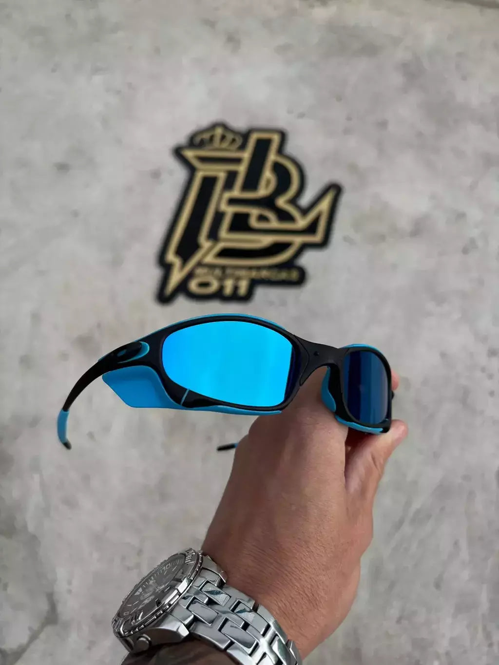 JULIET CARBON LENTES ICE/ KIT AZUL + SIDE BLINDER AZUL