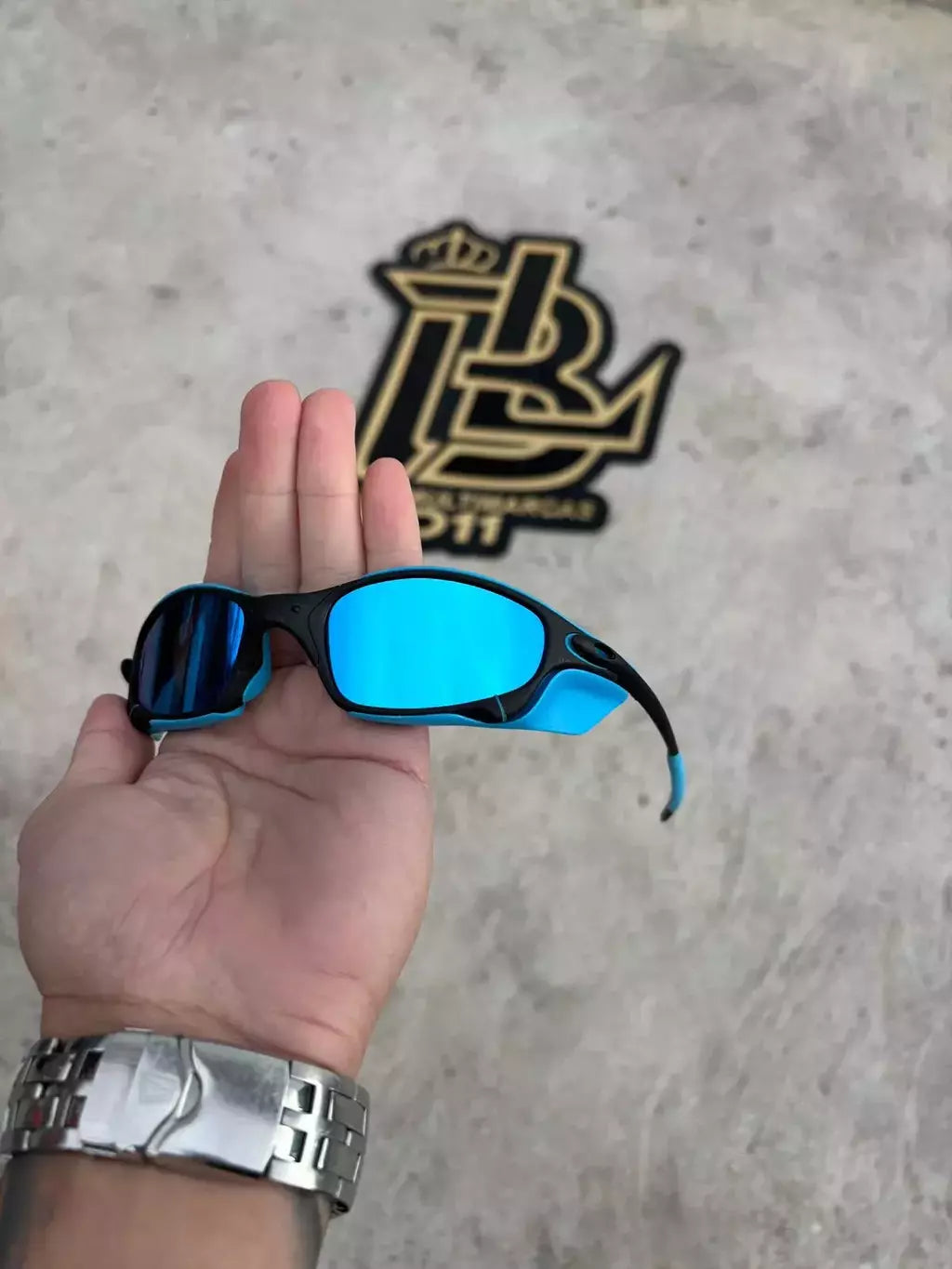 JULIET CARBON LENTES ICE/ KIT AZUL + SIDE BLINDER AZUL