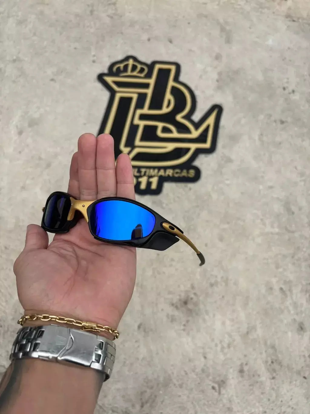 JULIET CORVETTE ARO CARBON LENTES AZUL ESCURO KIT PRETO SIDE BLINDER PRETO