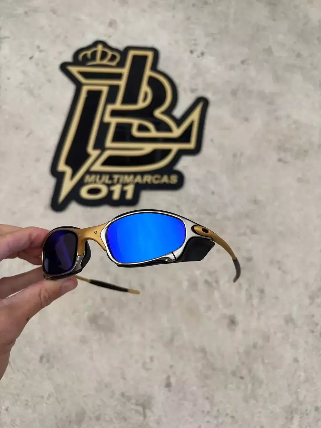 JULIET 24K LENTES AZUL ESCURO KIT PRETO SIDE BLINDER PRETO