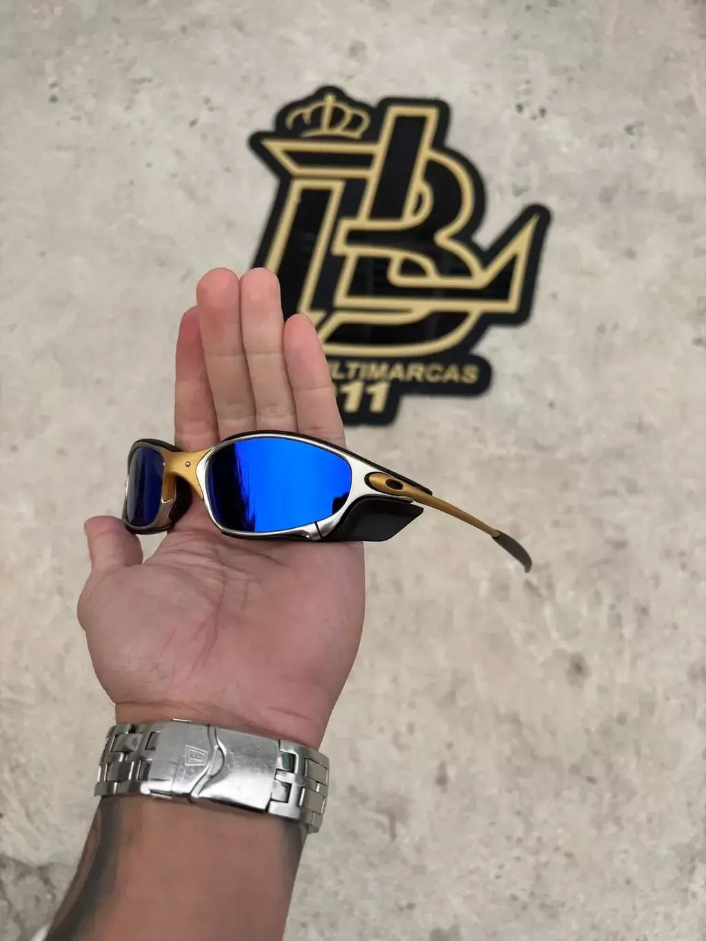 JULIET 24K LENTES AZUL ESCURO KIT PRETO SIDE BLINDER PRETO