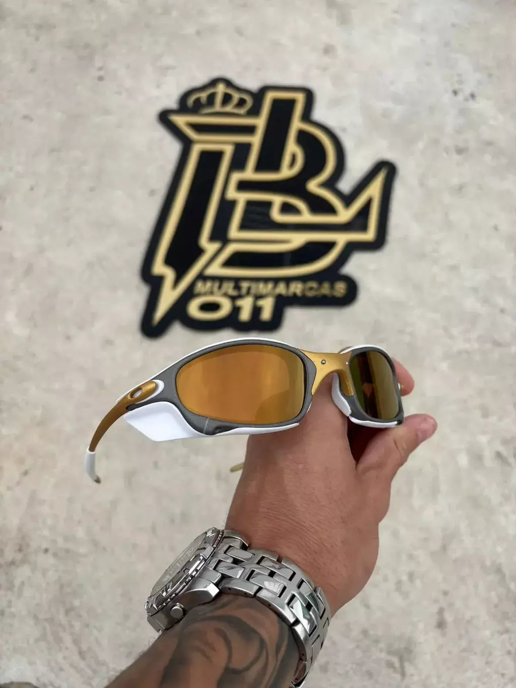 JULIET CORVETTE ARO X METAL LENTES GOLD CAFÉ KIT BRANCO SIDE BLINDER BRANCO