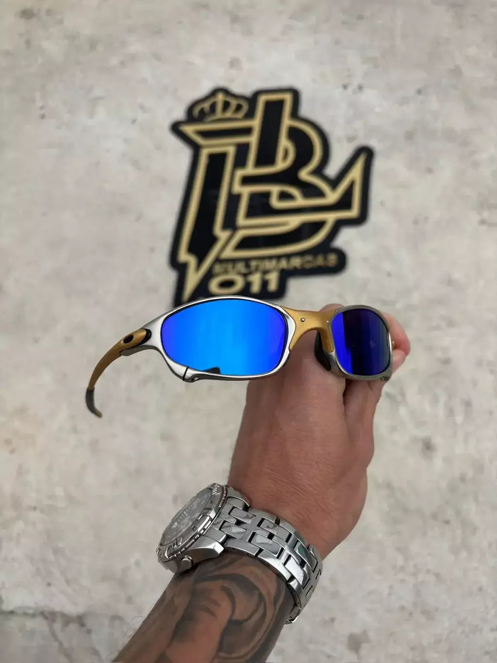 JULIET 24K LENTES AZUL ESCURO KIT PRETO
