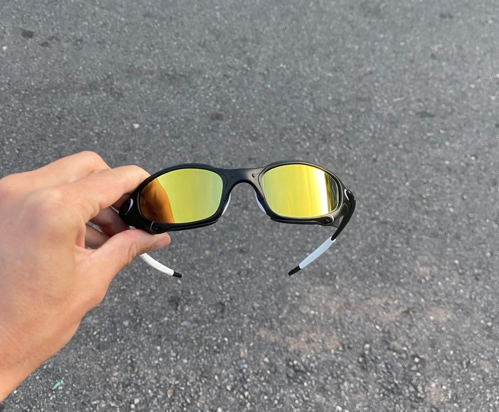 JULIET CARBON LENTES GOLD / KIT BRANCO + SIDE BLINDER PRETO