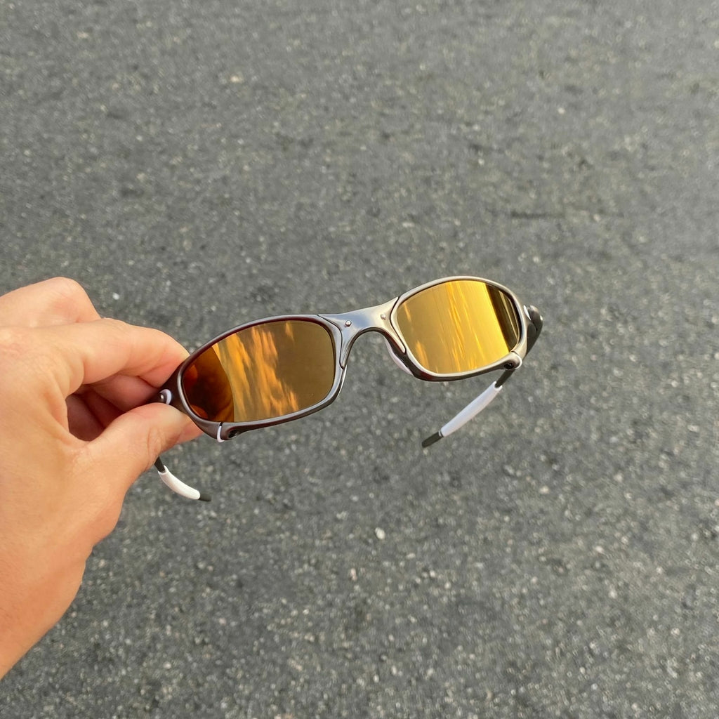 JULIET CHUMBO LENTES GOLD CAFÉ / KIT BRANCO ( ARMAÇÃO BRILHANTE )