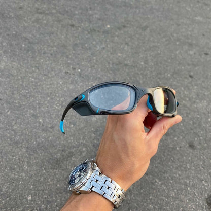 JULIET X-METAL LENTES CLEAR / KIT AZUL + SIDE BLINDER CINZA