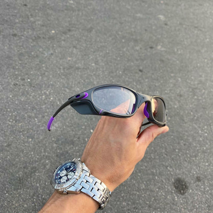 JULIET X-METAL LENTES TRANSPARENTE / KIT ROXO + SIDE BLINDER CINZA