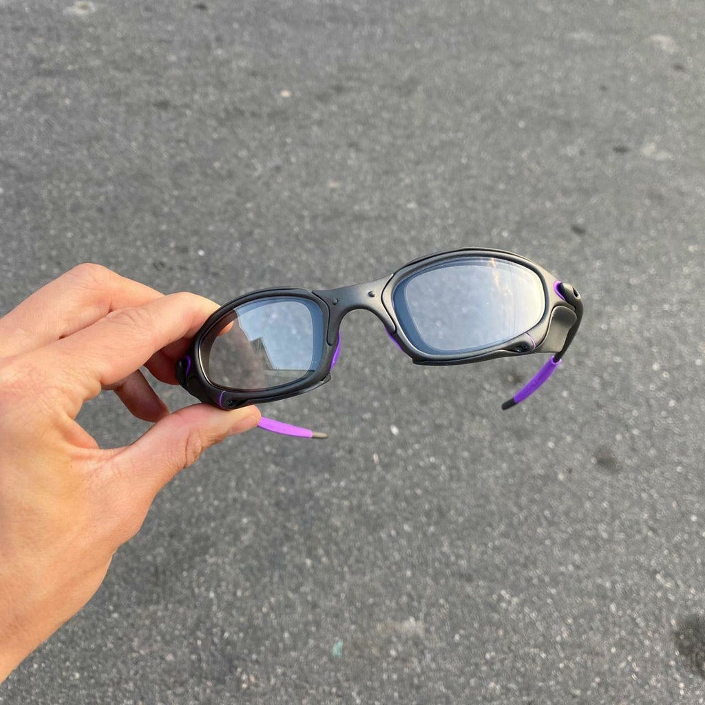 JULIET X-METAL LENTES TRANSPARENTE / KIT ROXO + SIDE BLINDER CINZA
