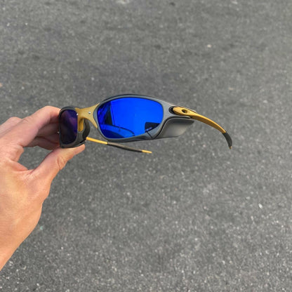 JULIET CORVETTE ARO X METAL LENTES AZUL ESCURO + SIDE BLINDER CINZA