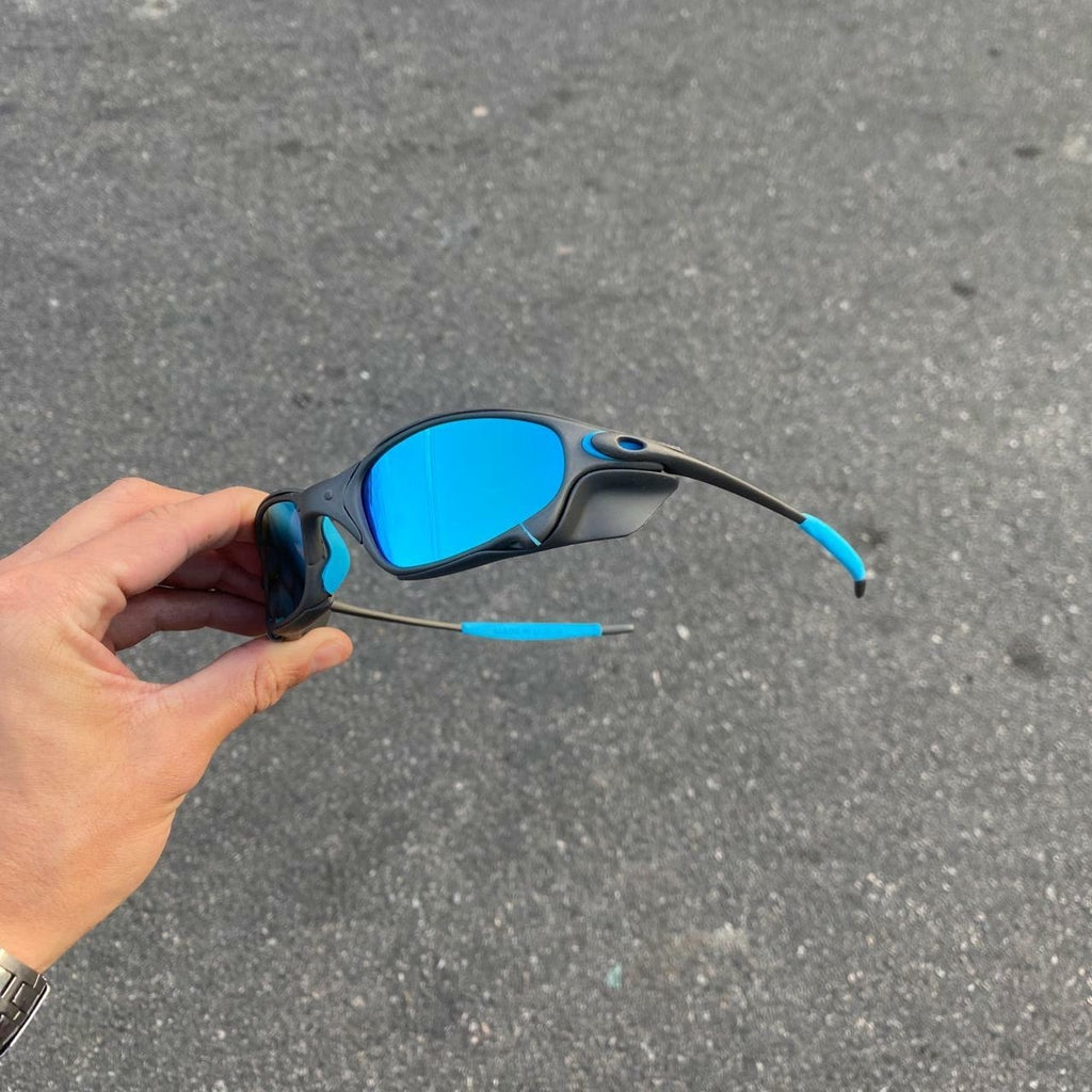 JULIET X-METAL LENTES ICE /KIT AZUL + SIDE BLINDER CINZA