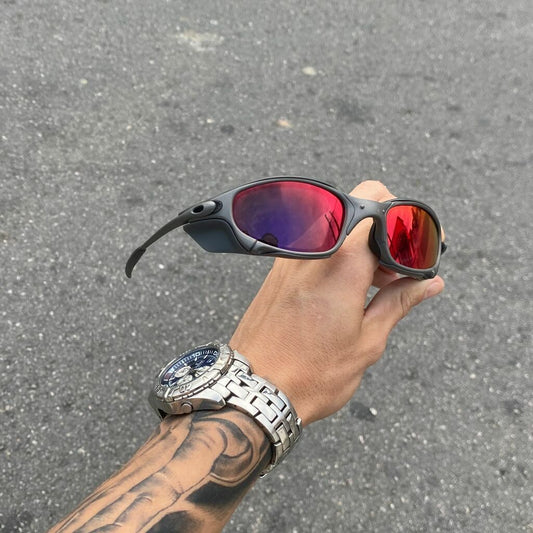JULIET X-METAL LENTES DARK RUBY + SIDE BLINDER CINZA
