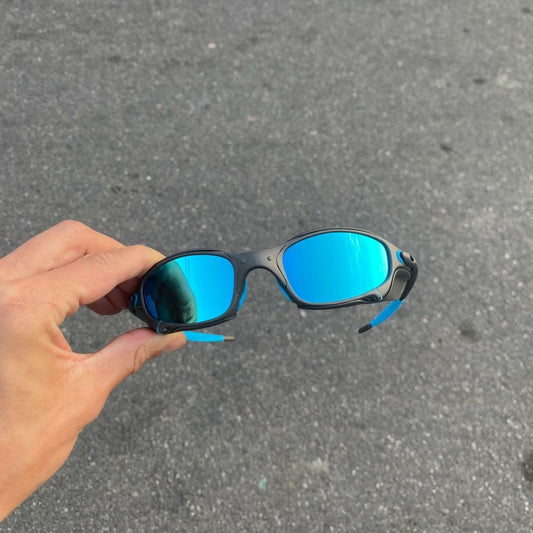 JULIET X-METAL LENTES ICE /KIT AZUL + SIDE BLINDER CINZA