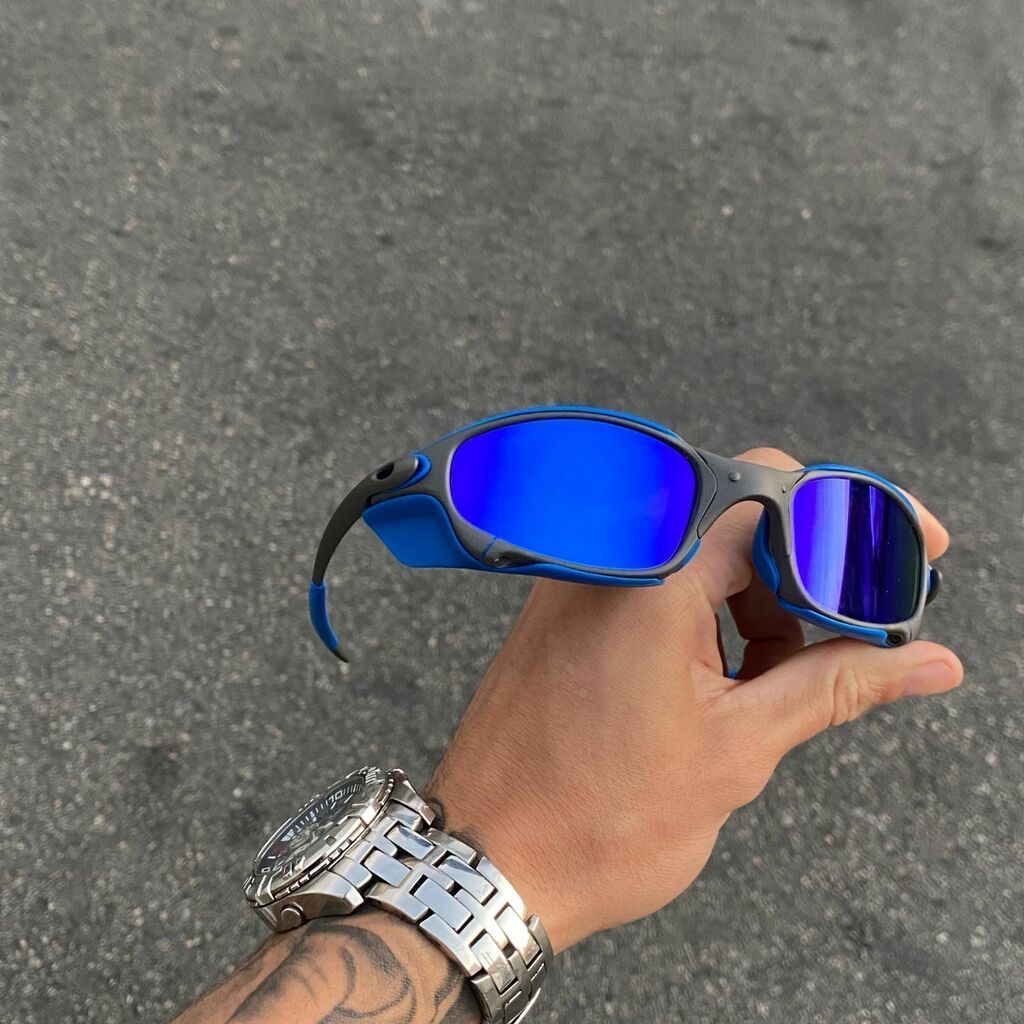 JULIET X METAL LENTES AZUL ESCURO / KIT AZUL + SIDE BLINDER AZUL